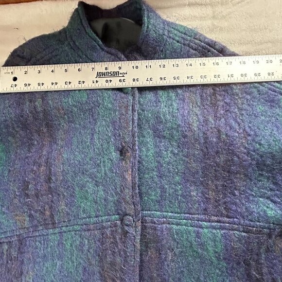 Vintage 60s/70s Freedom Wear by Treas Ni Riain Mohair Plaid Jacket/Coat XL Blue - Picture 8 of 12